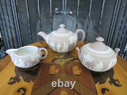 Antique Wedgwood Pale Lilac Jasperware Tea Set (Teapot, Sugar Bowl & Creamer)