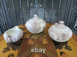 Antique Wedgwood Pale Lilac Jasperware Tea Set (Teapot, Sugar Bowl & Creamer)