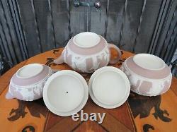 Antique Wedgwood Pale Lilac Jasperware Tea Set (Teapot, Sugar Bowl & Creamer)