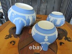 Antique Wedgwood Sky Blue Jasperware Tea Set (Teapot, Sugar Bowl & Creamer)