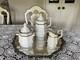 Antique White Biedermeier -ironstone Tea Pot Creamer And Sugar Bowl England