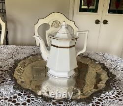Antique White Biedermeier -Ironstone Tea Pot Creamer And Sugar Bowl England
