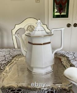 Antique White Biedermeier -Ironstone Tea Pot Creamer And Sugar Bowl England