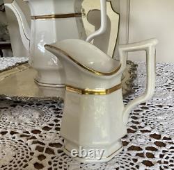 Antique White Biedermeier -Ironstone Tea Pot Creamer And Sugar Bowl England