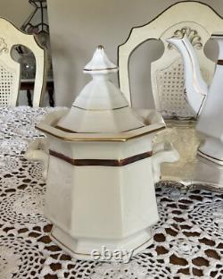 Antique White Biedermeier -Ironstone Tea Pot Creamer And Sugar Bowl England