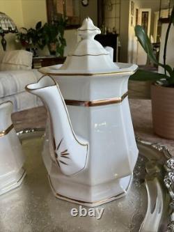 Antique White Biedermeier -Ironstone Tea Pot Creamer And Sugar Bowl England