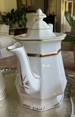 Antique White Biedermeier -Ironstone Tea Pot Creamer And Sugar Bowl England