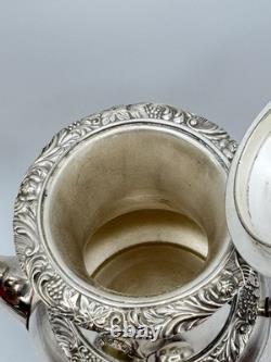 Antique Wilcox IS Silverplate Leaf Coffee Tea Pot Set Sugar Creamer Manor