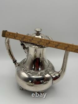 Antique Wilcox IS Silverplate Leaf Coffee Tea Pot Set Sugar Creamer Manor