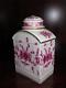 Antique C1815 Meissen Tea Caddy And Lid Collectible Pink White Porcelain