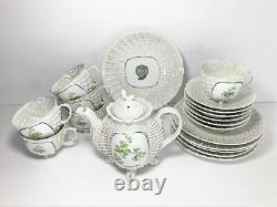 Antique c. 1910's 19-Piece Porcelain Pearl Luster Irish Erin Go Bragh Tea Set