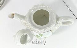 Antique c. 1910's 19-Piece Porcelain Pearl Luster Irish Erin Go Bragh Tea Set