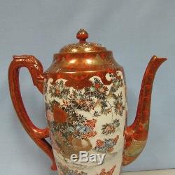 Antique large Kutani teapot with dragon handle high quality Meiji
