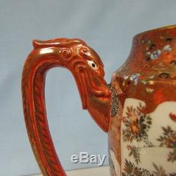 Antique large Kutani teapot with dragon handle high quality Meiji