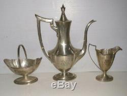 Antique sterling silver Gorham Plymouth 3 pc tea set teapot creamer sugar bowl