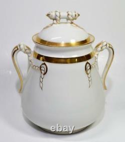 Antq HAVILAND Porcelain GOLD ROPE Design Set Coffee Tea Pot Creamer Sugar Bowl