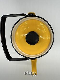 Arabia Finel Raija Uosikkinen Flower Yellow Enamel Tea Pot Mid Century