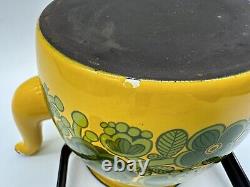 Arabia Finel Raija Uosikkinen Flower Yellow Enamel Tea Pot Mid Century