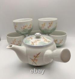 Arita Ware Tea Set NIB Hand Painted Yokode Teapot With 5 Cups Signed KYO