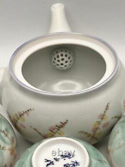 Arita Ware Tea Set NIB Hand Painted Yokode Teapot With 5 Cups Signed KYO
