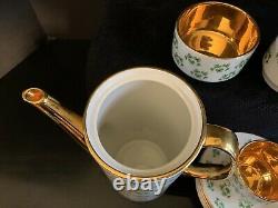 Arklow Patricia 16 pc Tea Pot Demitasse Cups Shamrock Clover Gold Ireland Set