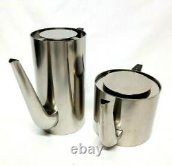 Arne Jacobsen Stelton Stainless Steel Cylinder Teapot & Coffeepot Set