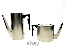 Arne Jacobsen Stelton Stainless Steel Cylinder Teapot & Coffeepot Set