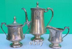 Art Deco Farber Brothers Tea Set Silvercraft EPNS Teapot Creamer Sugar c1931