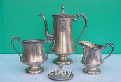 Art Deco Farber Brothers Tea Set Silvercraft EPNS Teapot Creamer Sugar c1931