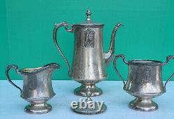 Art Deco Farber Brothers Tea Set Silvercraft EPNS Teapot Creamer Sugar c1931