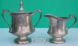 Art Deco Farber Brothers Tea Set Silvercraft EPNS Teapot Creamer Sugar c1931