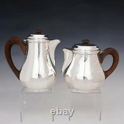 Art Deco French Sterling Silver 4pc Tea & Coffee Set, Teapot & Coffee Pot