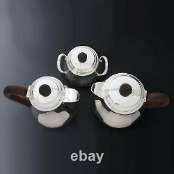 Art Deco French Sterling Silver 4pc Tea & Coffee Set, Teapot & Coffee Pot