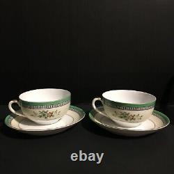 Art Deco Noritake Roseara Dessert Tea Set Teapot Cups Hand Painted Gold Green
