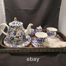 Arthur Wood + Vintage Blue & White Chintz Teapot 6712 & Tea Set made in England