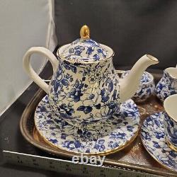 Arthur Wood + Vintage Blue & White Chintz Teapot 6712 & Tea Set made in England