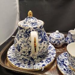 Arthur Wood + Vintage Blue & White Chintz Teapot 6712 & Tea Set made in England