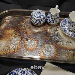 Arthur Wood + Vintage Blue & White Chintz Teapot 6712 & Tea Set made in England