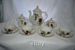 Artibus Antique China Tea Service Set for 8 Teapot Red Rose Daisy Portugal