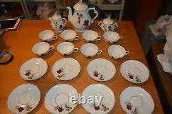 Artibus Antique China Tea Service Set for 8 Teapot Red Rose Daisy Portugal