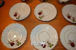 Artibus Antique China Tea Service Set for 8 Teapot Red Rose Daisy Portugal