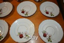 Artibus Antique China Tea Service Set for 8 Teapot Red Rose Daisy Portugal