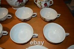 Artibus Antique China Tea Service Set for 8 Teapot Red Rose Daisy Portugal