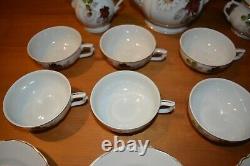 Artibus Antique China Tea Service Set for 8 Teapot Red Rose Daisy Portugal