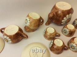 Artists Made Ceramic Hand Signed Handmade Sunflower Floral GTO Mexico Teapot Set