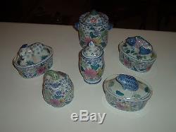 Asian Chinese Ceramic Porcelain Tea Pot Teapot Set & Sugar Bowls Pink Flower NEW