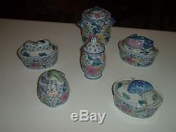 Asian Chinese Ceramic Porcelain Tea Pot Teapot Set & Sugar Bowls Pink Flower NEW