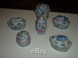 Asian Chinese Ceramic Porcelain Tea Pot Teapot Set & Sugar Bowls Pink Flower NEW