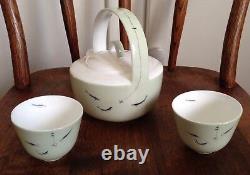 Asianera Hand Painted Bone China Teapot with Four Tea Cups Set NEW in Box