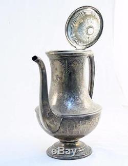 Austria Antique Vintage Silver Plated Art Nouveau Tea Pitcher Pot 19 Century
